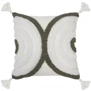 Bambury Home Decor Decorative Cirque Square Cushion Olive Cotton Woven