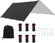 Tent Tarp - Hiking Shelter Foldable | Portable Windproof Camping Tarpaulin Shelters | Weatherproof Lightweight Camping Tent Tarps for Backpacking, Survival, Picnic, Climbing, Travel