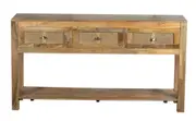 Byron Natural Mango Wood & Rattan Console Table with 3 Drawers - 150cm