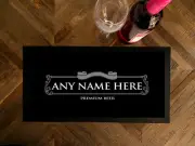 Personalised bar runner mat - Home Bars - grey beer label bar mat