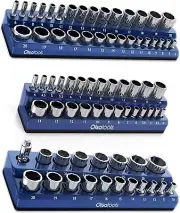 Olsa Tools Magnetic Socket Organizer | 3 Piece Socket Holder Kit | 1/2-inch,