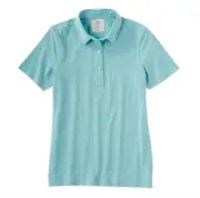 Linksoul Womens Heathered Drytech Cotton Blend Golf Polo Tidepool Size Small