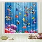 Lovely Turtle Fish Sea 3D Curtain Blockout Photo Printing Curtains Drape Fabric