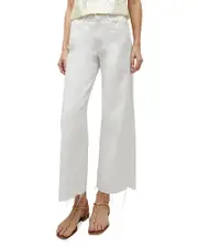 Veronica Beard Taylor High Rise Cropped Wide Leg Jeans in White