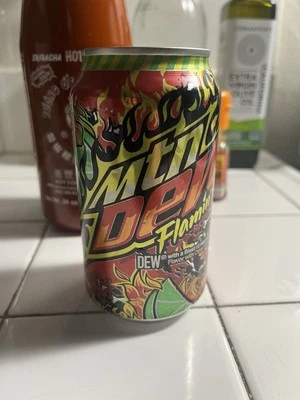 Pre-release Single Can of Flamin’ Hot Mountain Dew