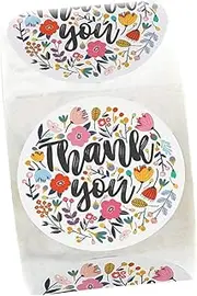 OFFSCH 1 Roll Colorful Flower Sealing Stickers Self Adhesive Labels for DIY Present Packing Retro Thank You Decals for Party Favors and Creative Decoration of Decorative Sealing Labels