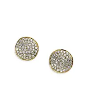 Ippolita 18K Yellow Gold Stardust Diamond Pave Flower Disc Stud Earrings