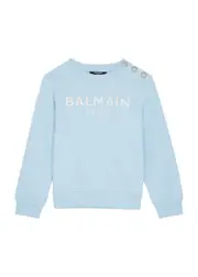 Balmain Kids Logo-embroidered Cotton Sweatshirt (4-10 Years) - Blue Light - 04YR (4 Years) 04YR (4 years)