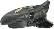 sn Black Genuine Leather Peaked Biker Muir Army Gay Cap Hat