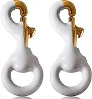 Anley Flag Accessory - 1 Pair White Rubber Coated Brass Swivel Snap Hook - Heavy Duty Flag Pole Halyard Rope Attachment Clip - for Tough Weather Conditions - 3.3 Inch - Two Hook Per Pack