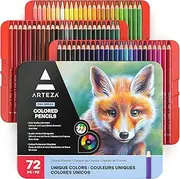 [Arteza] Colored Pencils, Professional Set of 72 Colors, Soft Wax-Based Cores, Ideal for Drawing Art, Sketching, Shading & Coloring, Vibrant Artist Pencils for Beginners & Pro Artists in Tin Box