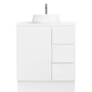 CIBO 750mm White Nordic Full Height Bathroom Vanity With White Matte Pod Basin - White