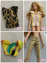 在飛比找Yahoo!奇摩拍賣優惠-出清 正版 芭比 娃娃 服飾 衣服 裙子 15 元組