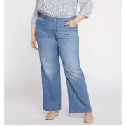 NYDJ Teresa Wide Leg Jeans With High Rise And Raw Hems In Everly Wash Size 22W