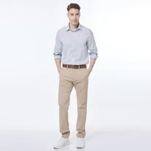 【NAUTICA】男裝 百搭條紋吸濕排汗長袖襯衫(白)