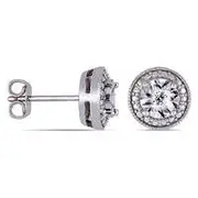 0.05 CT. T.W. Diamond Beaded Frame Vintage-Style Stud Earrings in Sterling Silver