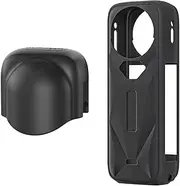 for Insta 360 X5 Silicone Protective Case, X5 Sports Camera Case Accessories Lens Cap Lens Protector (Black Lens Cap) (Bouchon d'objectif Noir+Housse Noire)