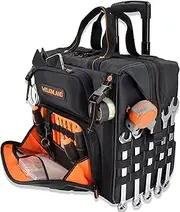 46-Pocket 26" Rolling Tool Bag With Wheels - Large Organizer for HVAC, Electricians, Construction - Tote