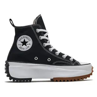 【CONVERSE】休閒鞋 女鞋 帆布鞋 運動 高筒 厚底 RUN STAR HIKE HI BLACK/WHITE/GUM 黑 166800C