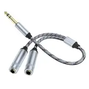 1/4 Splitter Adapter Cable 12 inches, 6.35mm Stereo Plug Male to Dual 6.35mm