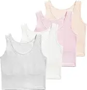 [SEAUR] Girls Bras Kids Training Bra Tank Top Seamless Wireless Bralette Stretch Vest Bra Comfy Teen Lightly Padded Camisole