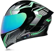 Bluetooth Modular Motorcycle Helmet Dual Visor Helmet ECE Approved Flip Up Front Helmets Full Face Helmet with Microphone for Adults Men and Women F,2XL=63-64CM