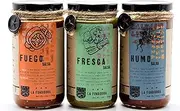 La Fundidora Traditional Mexican Salsas, Authentic Recipe, Smooth Style Sauce, Small Batch, All Natural, No Preservatives (Trio Fuego) (Fresca, Fuego, Humo)