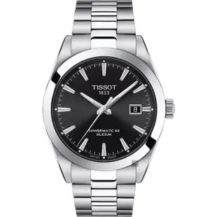 【TISSOT 天梭】GENTLEMAN 80小時矽游絲紳士機械手錶 送行動電源(T1274071105100)