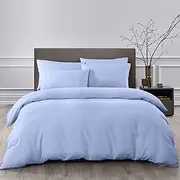 Royal Comfort Quilt Cover Set 2000TC Bamboo Cooling Breathable Luxury, 1 x Quilt Cover, 2 x Pillowcases (3 Pcs, Double, Light Blue)