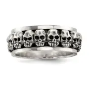 925 Sterling Silver Spinning Skull Ring