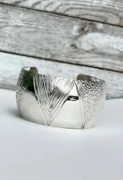 STERLING SILVER 925 WIDE HAMMERED CUFF