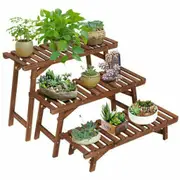 Fin 3 Steps Wider Shelf Ladder Plant Stand Flower Pot Rack 10-Way Different Display