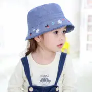 Quality Girls Toddler Children Denim Embroidered Bucket Hat Sun Hat Sun Cap