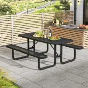 Costway Outdoor Picnic 184cm Table and Bench Set for 8-Black