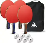 Professional Ping Pong Paddle Set: 4 Rackets, 8 Balls & Travel Case Included