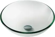 round Clear Glass Vessel Bathroom Sink, 16 1/2 Inch GV-101