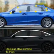 For Honda Civic 2022-2023 Steel Chrome Window Trim Strip Molding Cover 14PC (for: Honda)