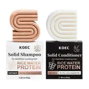 Rice & Protein Bar Shampoo & Conditioner Set for Hair Growth - Solid Shampoo & Conditioner Bar Set for Strengthening Hair - Hair Thickening & Nouri...