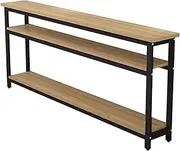 HOLGVE Console Table, Wooden Behind Couch Table, Sofa Table with 3-Tier Storage, Metal Frame Entryway Table, Suitable Hallway/Foyer, Living Room(Natural,31.4x11.8in/80x30cm)