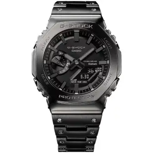 【CASIO 卡西歐】G-SHOCK 八角農家橡樹 全金屬版 太陽能藍芽連線雙顯手錶(GM-B2100BD-1A)