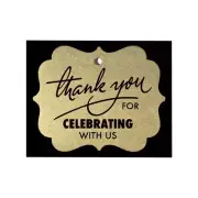 24 Favor Tags with Twine, Black & Gold Bridal Baby Shower Party Thank You Tags.