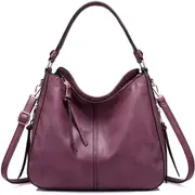 Nevenka Handbags for Women Large Designer Ladies Hobo bag Bucket Purse Faux Leather-Purple