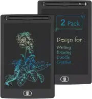 [2 Pack] 8.5 Inch Reusable Colorful LCD Writing Tablet Ewriter,Tiqus Notepad