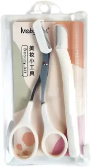 Stainless Steel Eyebrow Hair Scissors Comb Makeup Trimmer Tweezers Tool - Ideal
