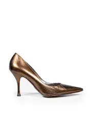 Brown Snakeskin Pattern Pumps