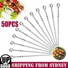 50PCS Stainless Steel Barbecue Metal Skewers Flat Needle BBQ Tools Kebab Stick