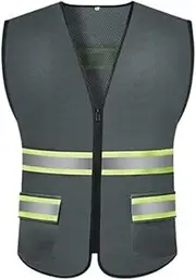 [KGVSLIXYT] Safety Vest High Vis, Mesh Reflective Suit, Gray Safety Vest High Visibility Reflective Outdoor Breathable Work Vest Suitable Construction Vest