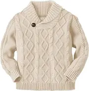 [PASLTER] Boys Girls Pullover Sweater Shawl Collar Cable Knit Fall Winter Sweaters