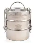 3 Tier Large Lunch Indian Tiffin Food Containers Meal Prep. Stainless Steel Home