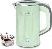 [Enliansgo] Electric Kettle, Travel Electric Kettle Portable Mini Kettle, 304 Stainless Steel Small Mini Coffee Kettle Fast Boiling Water with Auto Shut-Off & Boil Dry Protection (Green, 800ML)